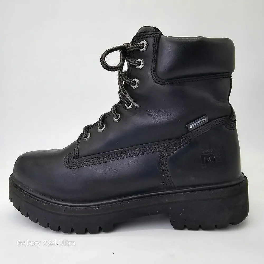 Timberland Pro Black Leather Work Boots Waterproof ASTM Insulated 200g Men's 8M